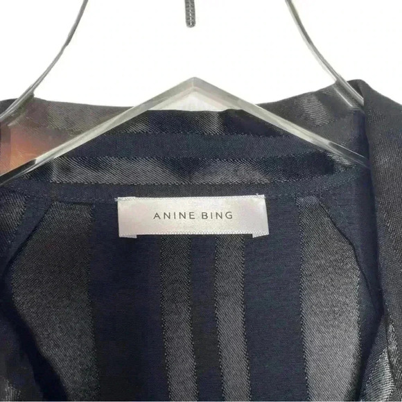 ANINE BING - NWOT - Ash Oversized Striped Satin Shirt Size XS - Picture 7 of 10